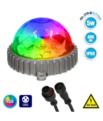 GloboStar® 30547 Ψηφιακό LED Module GENIUS DMX512 Addressable 5W 400 lm 320° DC 24V Αδιάβροχο IP68 RGB Φ12 x Υ7cm